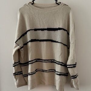 All Saints Cream and Black Striped Sweater